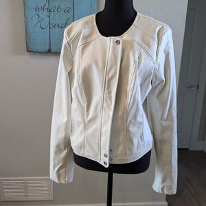 Guess Women's Cream Faux Leather Jacket Chic